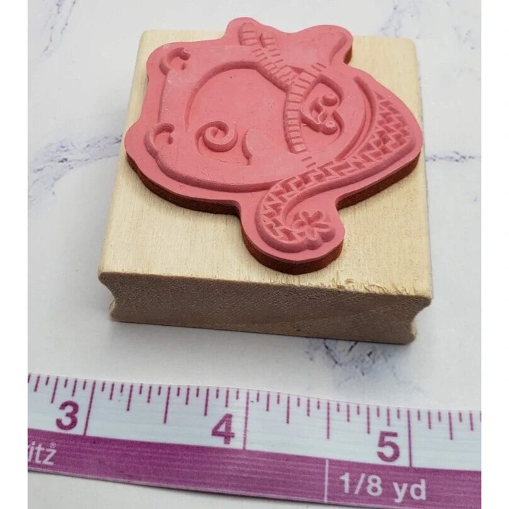 Christmas Themed Lot of 5 Holiday Wood Mounted Rubber Stamps